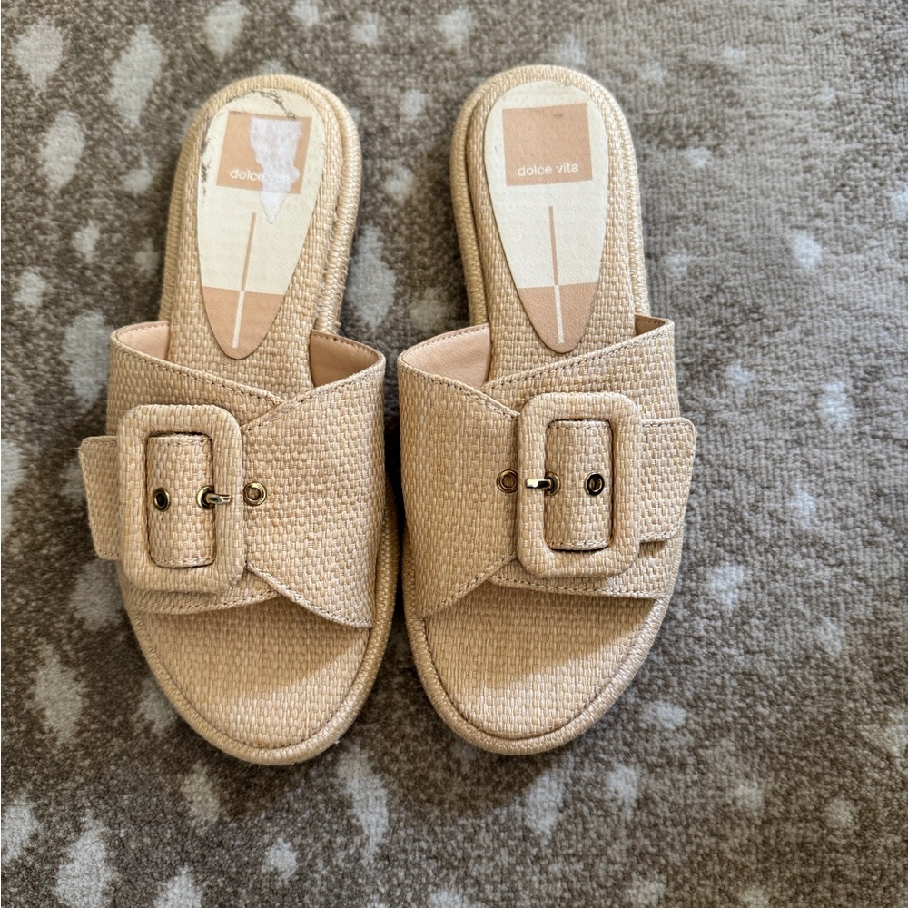 Dolce Vita raffia Buckle Slide Sandals size 6